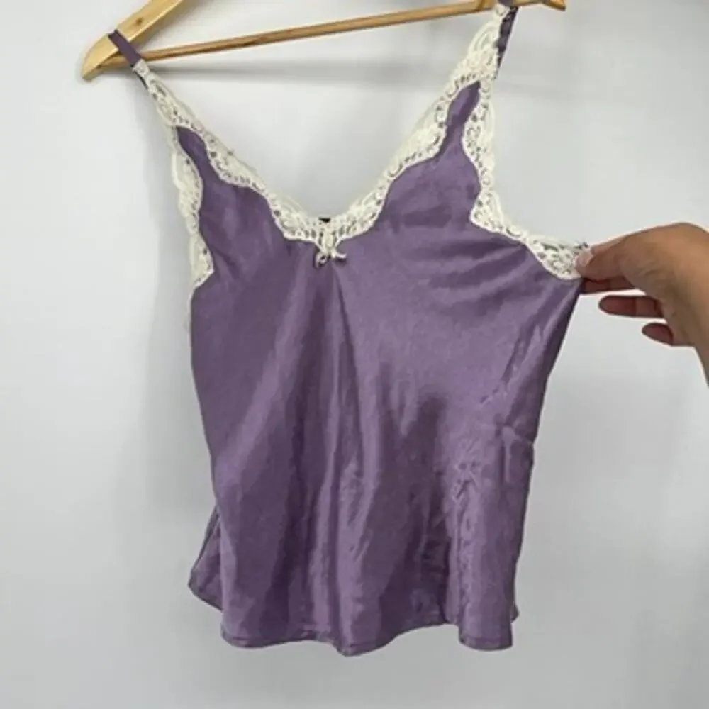Inner Self Satin‎ Lace Slip Top Purple Satin Women’s S Vintage 90s